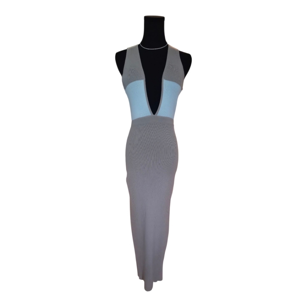 Naked Wardrobe Plunge Two-Tone Midi Dress NWT XL